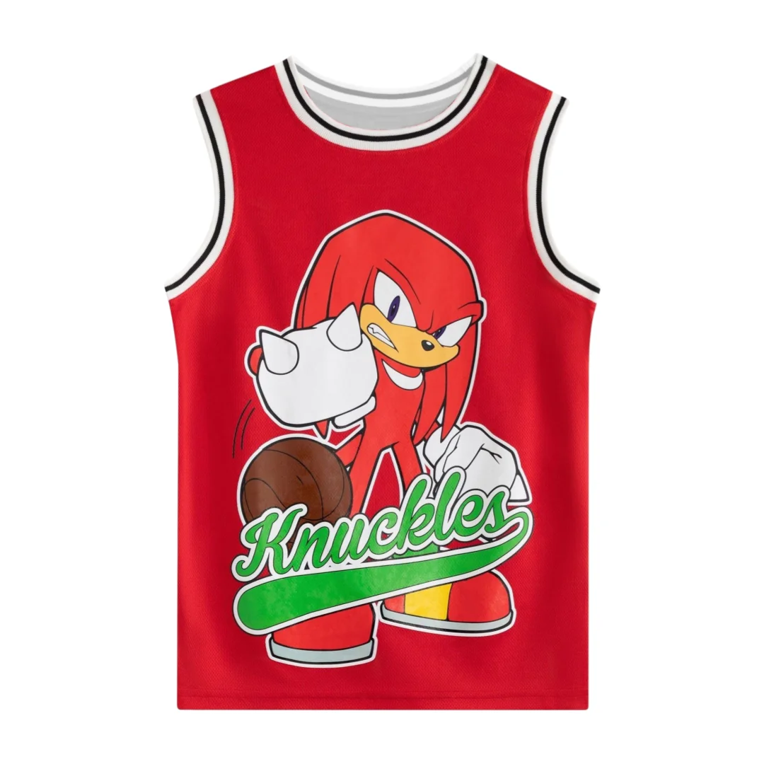 Hot Toys Knuckles The Echidna Basketball Jersey Set Family Summer Adults Kids Vest & Shorts 2Pcs Breathable Quick Dry Sportswear