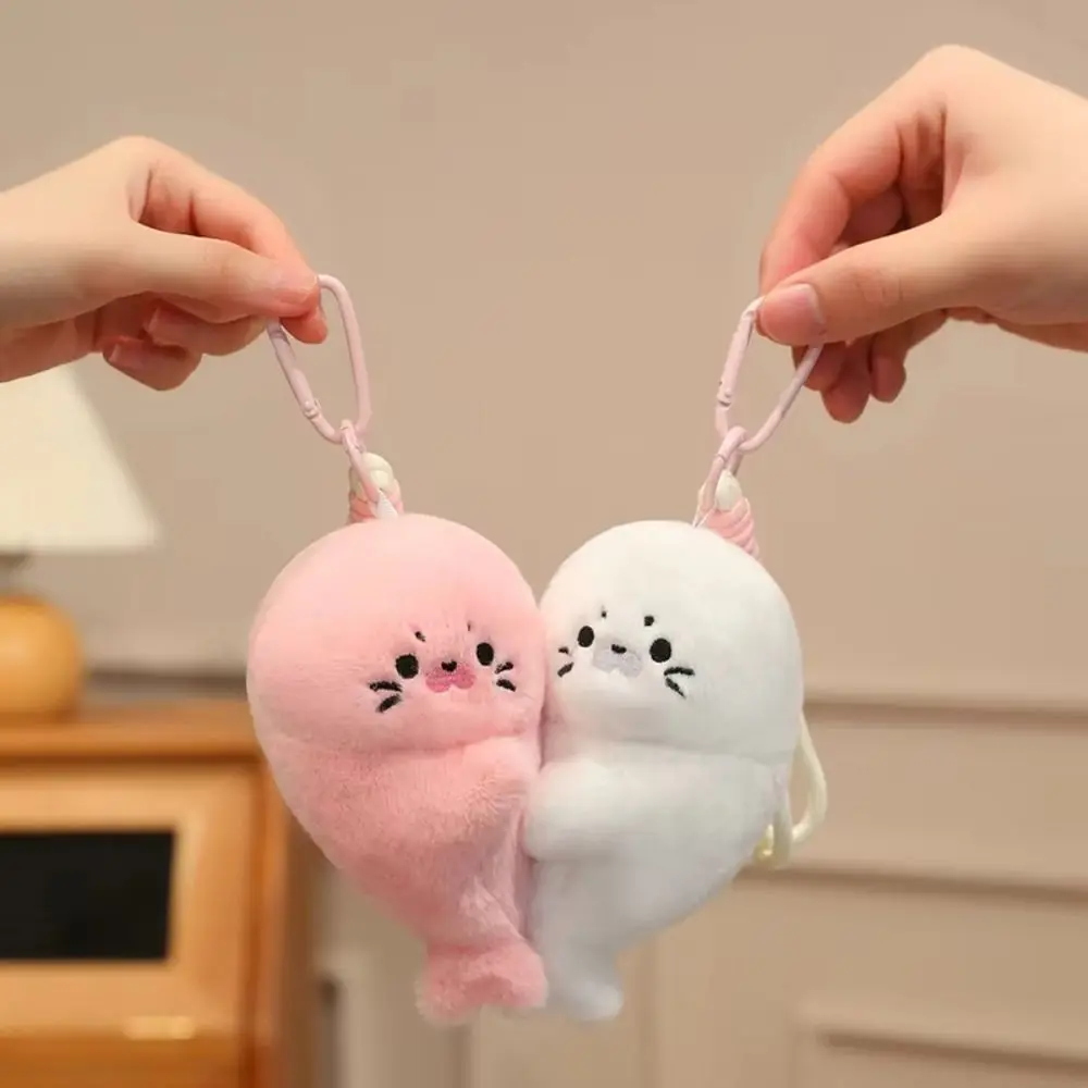 Ocean Animal Magnetic Couple Seal Keyring Cartoon Fluffy Seals Creative Shape 14CM Seal Pendant Couple Accessories