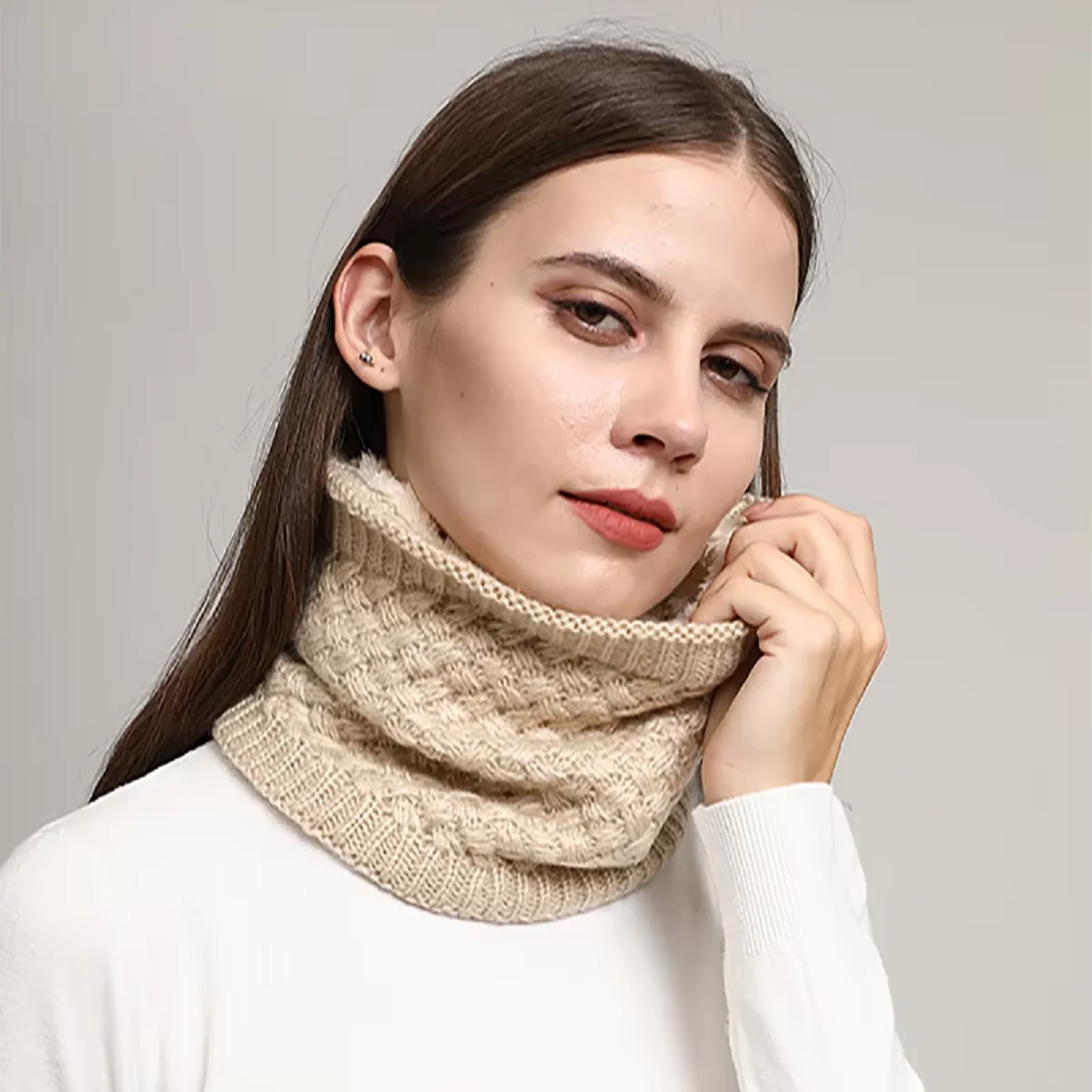 

2024 Wool Pullover Ring Scarf Wrap For Women Winter Warm Neck Cover Cycling Windproof Neck Guard Collar Unisex Neckerchief