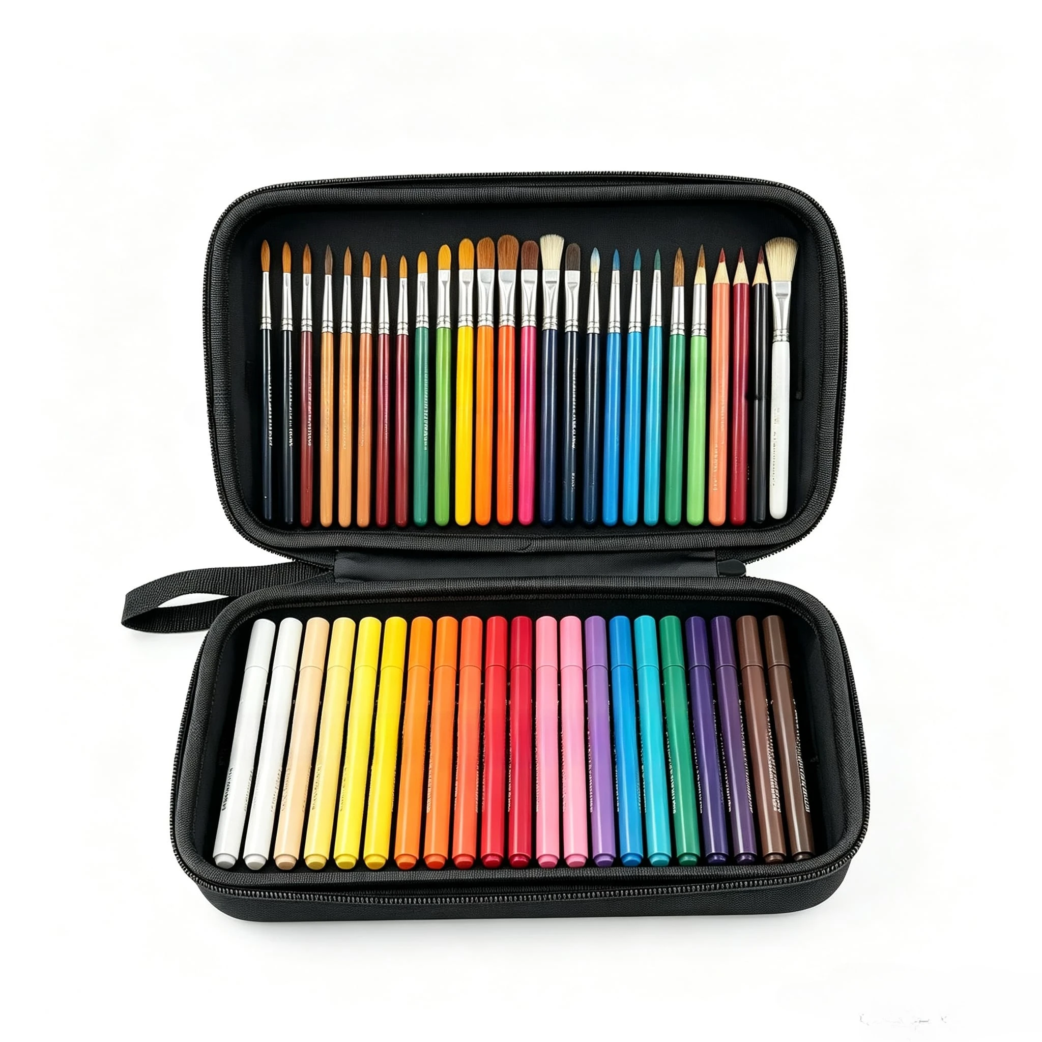 Kids Large EVA Hard Pencil Case Portable Paint Brush Colored Pencil Storage Bag Holds 15 20 30Pcs Drawing Art Supplies