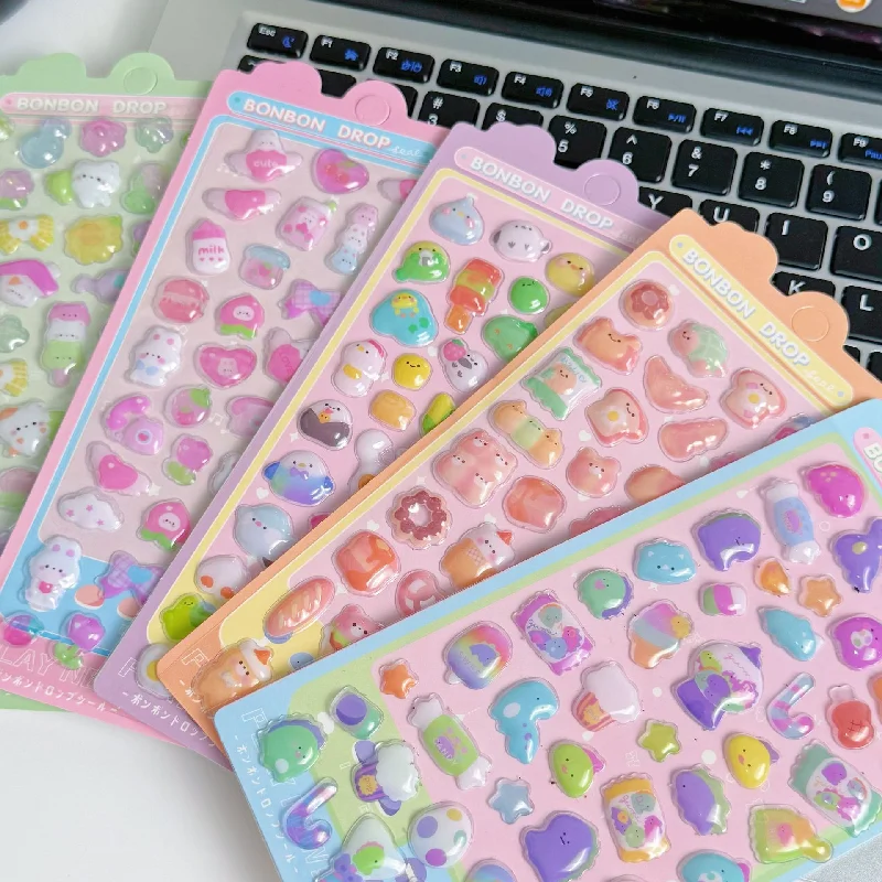 5 قطعة الحيوانات الكرتون ثلاثية الأبعاد ملصقات الإغاثة لطيف الكلب القط Diy بها بنفسك الهاتف الأمتعة الكمبيوتر أعواد تزيين هدية