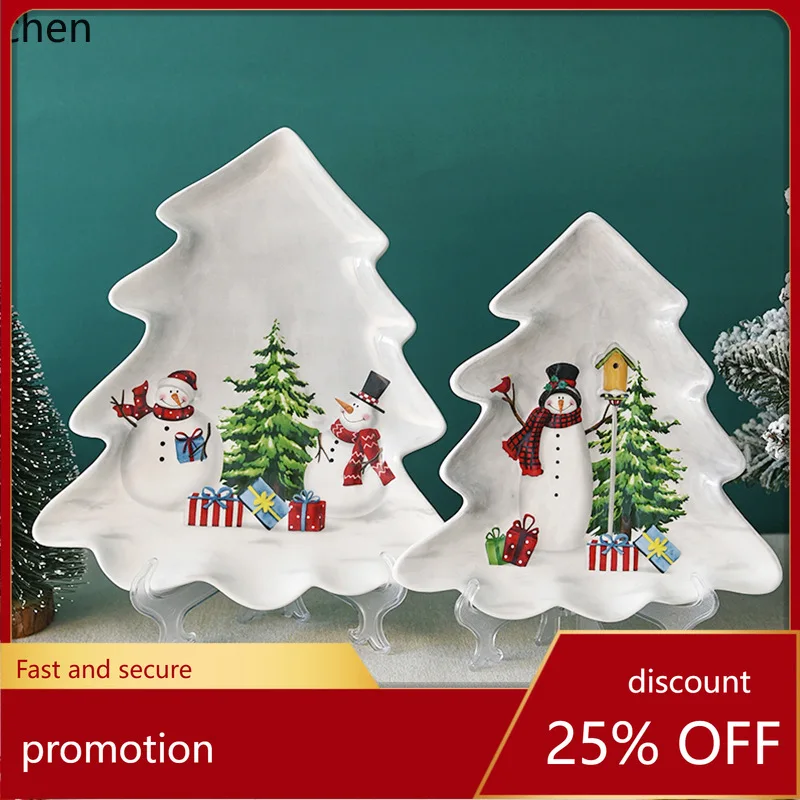 

Zml christmas tree plate creative dinner plate dessert snack plate tray tableware