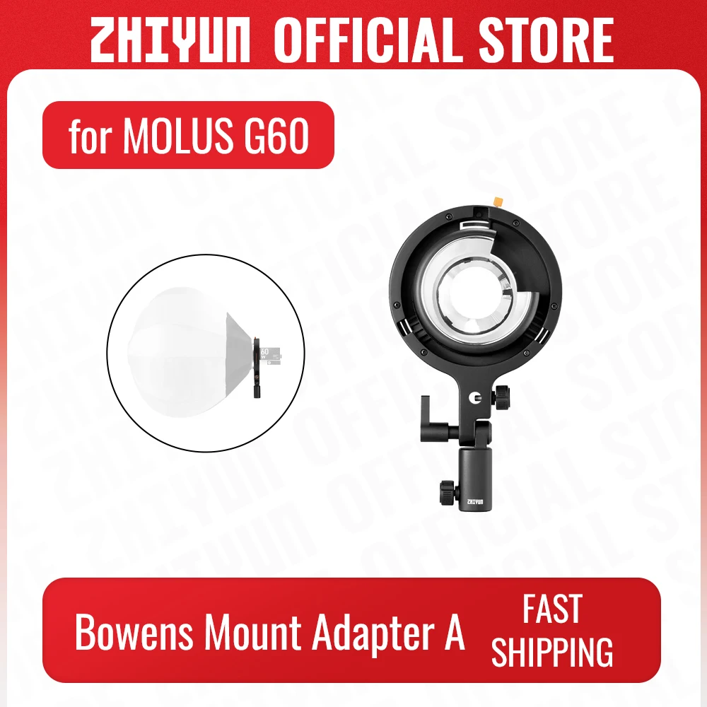 ZHIYUN Official Bowens Mount Adapter A ZY Mount-A EX1H04 Accessories for Molus G60 Combo Pocket COB Video Photography Light