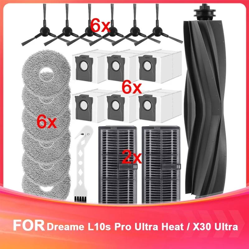 

ABPQ-аксессуары для робота-пылесоса Dreame L10s Pro Ultra Heat/X30 Ultra, основная щетка, мешки для пыли, салфетки, фильтры