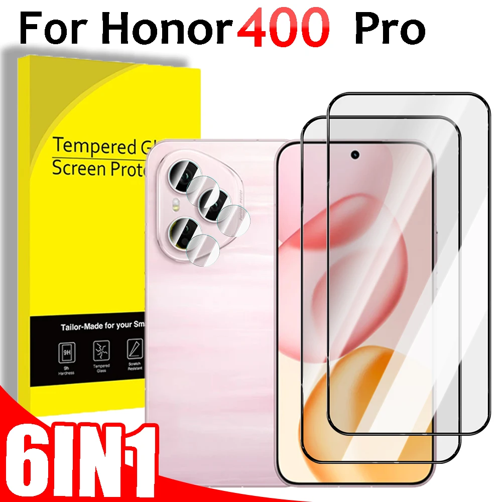 

6IN1 Tempered Glass Screen Protector for Honor 400 Pro Full Cover Glass HD Anti-scratch Protective Lens Film for Honor 400 Pro