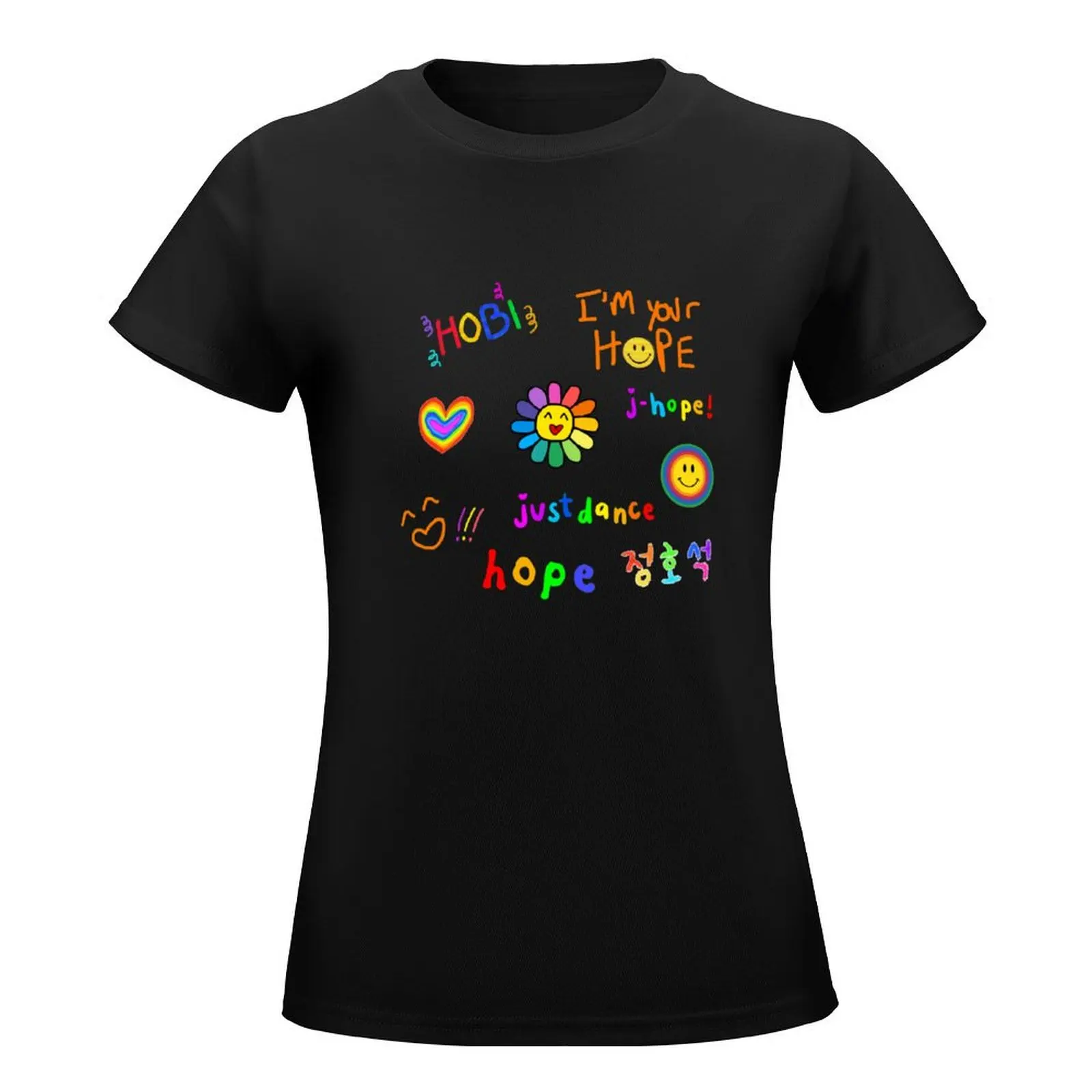 jhope rainbow T-Shirt summer clothes graphics oversized t shirts for Women