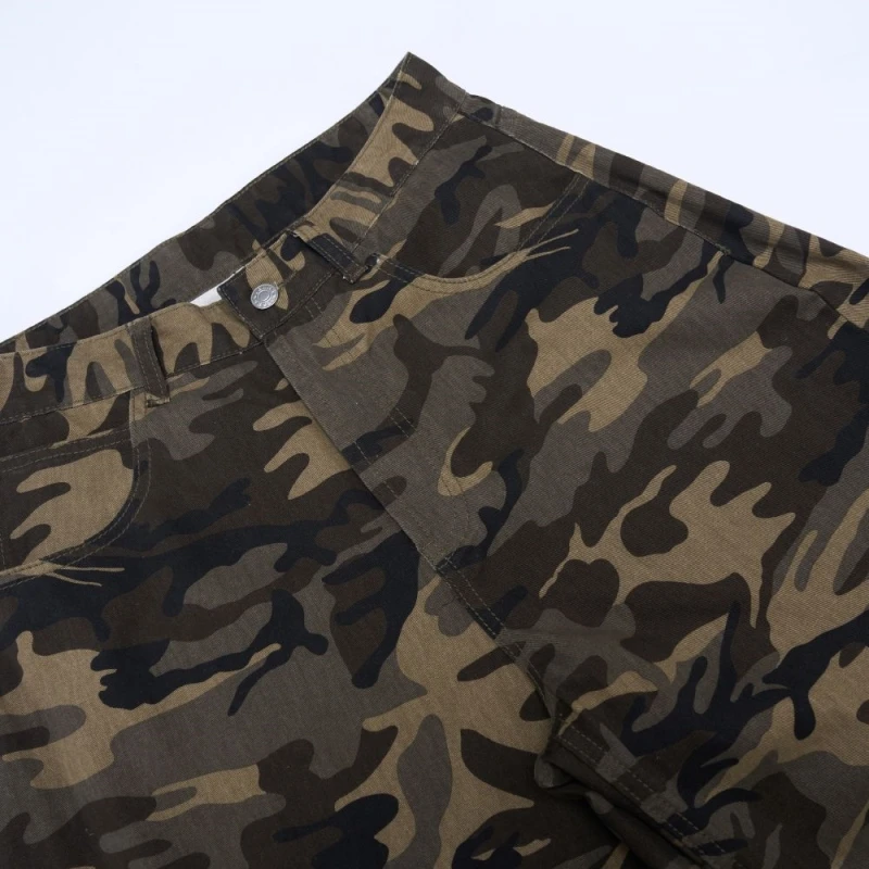 Autumn And Winter American High Street Retro Wide Leg Camouflage Casual Pants For Men And Women Straight Leg Long Pants Trendy