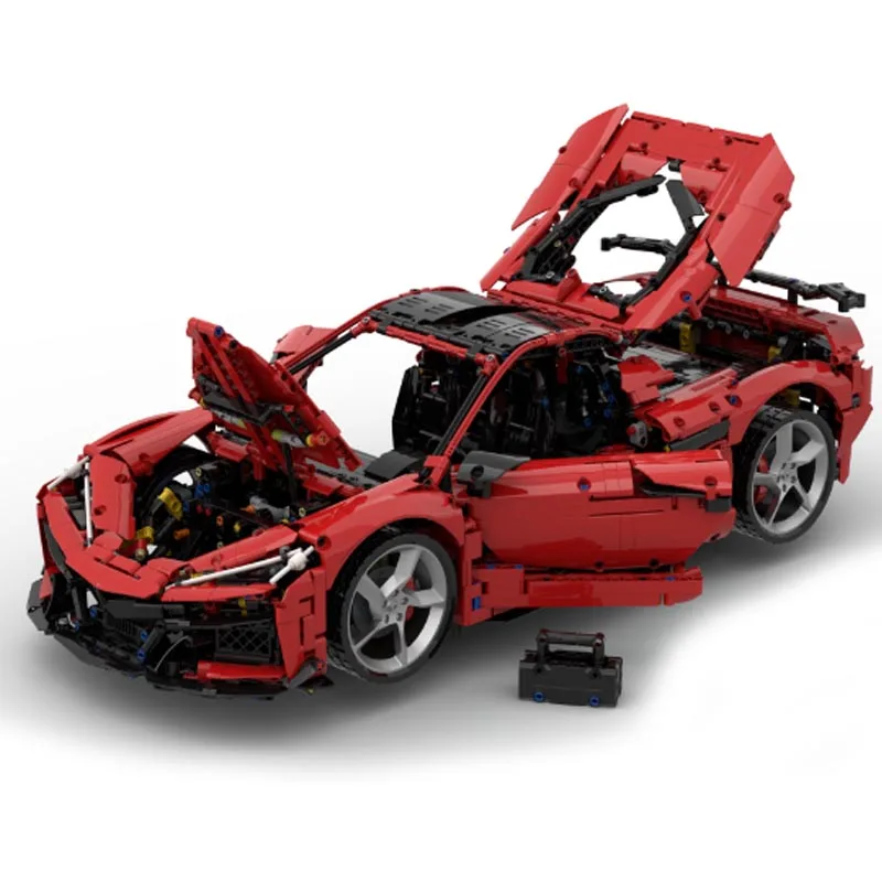 New Technical MOC-175389 C8 Z06 1:8 Scale V8 Engine Super Sports Car Model Buiding Block Bricks Boys Toys Kids Birthday Gifts