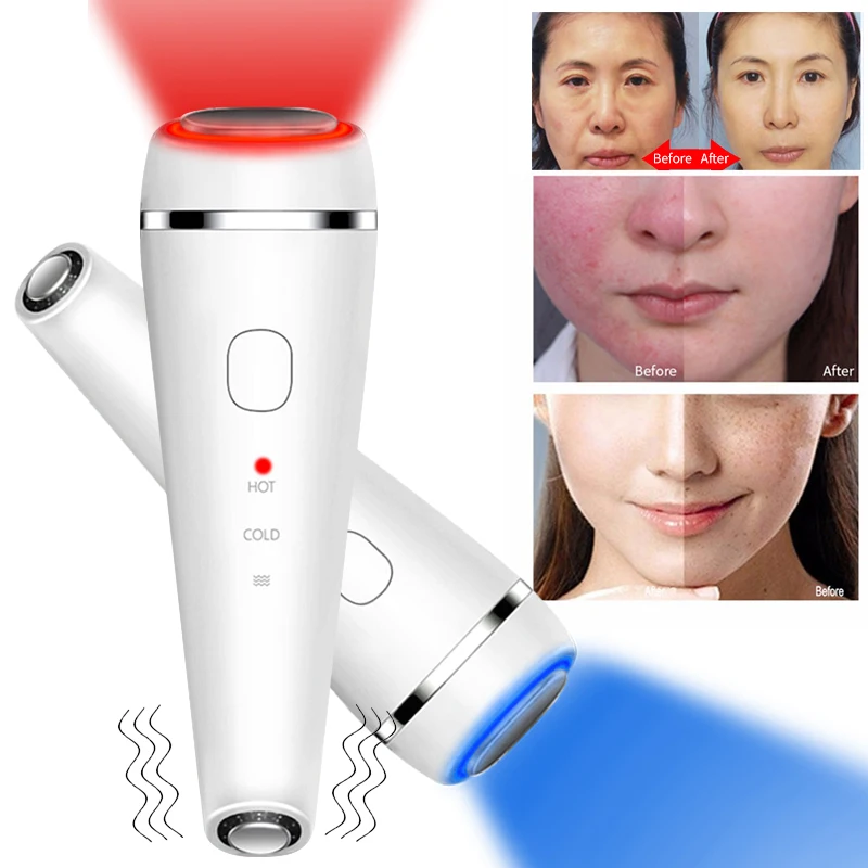 New Arrival Rechargeable Hot Cold Hammer LED Photon Machine Skin Care Facial Rejuvenation Anti-aging Device Vibration SPA