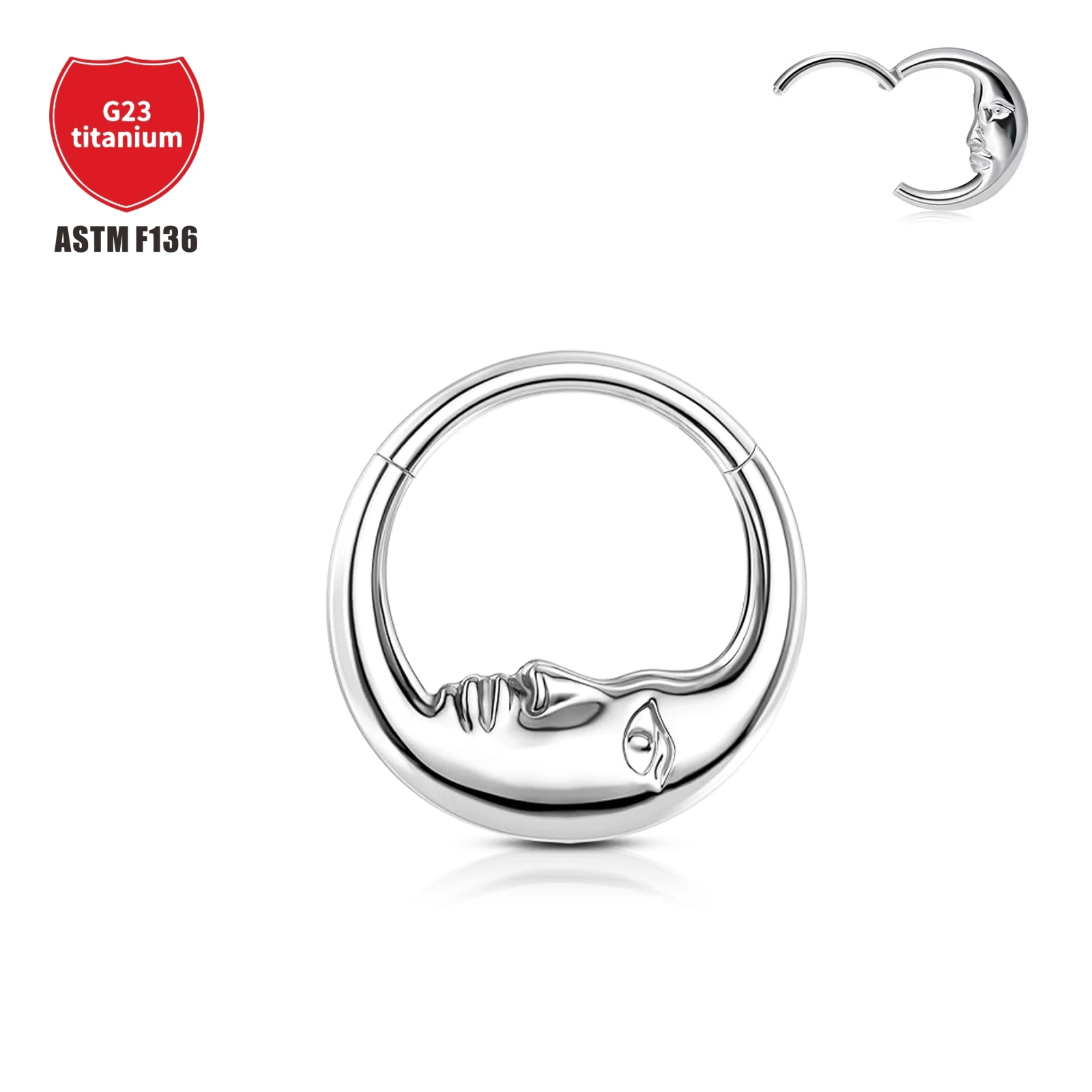 1 Pcs F136 Titanium Nose Ring New 16G Face Spell Earrings Moon Elder Multifunction Ring Punk Style Body Piercing Jewelry