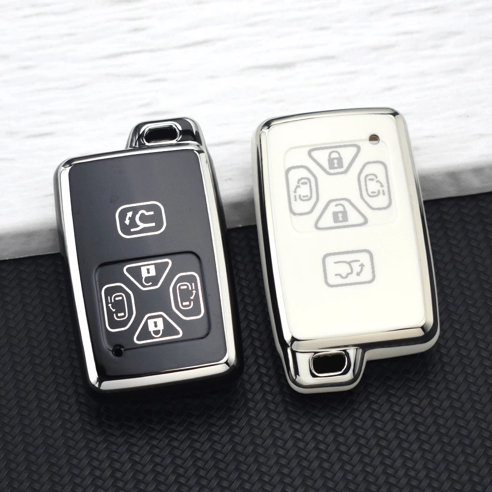 Soft TPU Silvery Car Key Casefor Toyota Alphard Vellfire Previa Estima Isis Noah Voxy 4/5 Buttons Cover Key Chain Protector