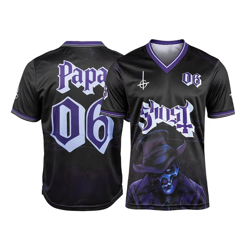 Summer Ghost Papa 06 Doom Metal V-Neck Jersey Y2K Matching Band Fan Uniform Breathable Suitable for Both Adults and Children