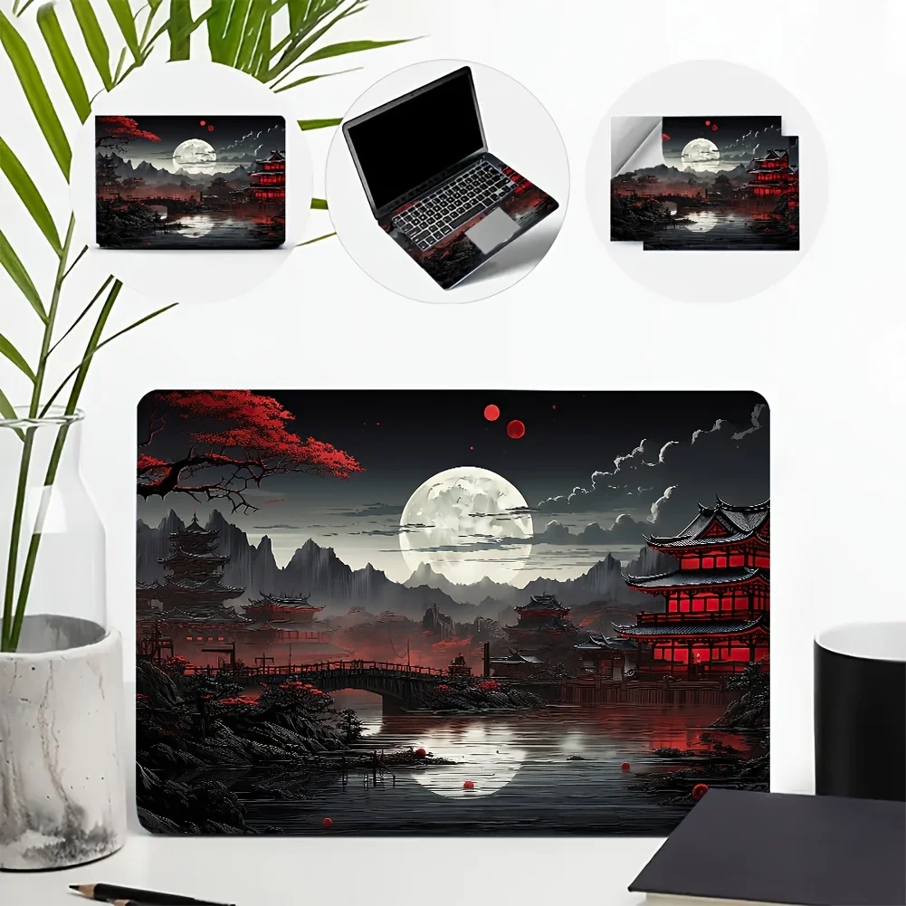 2 Pieces, Cartoon Deep Mountain Moon Design Computer Skin, Universal Vinyl Scratch Resistant Sticker, Universal for Mac Books