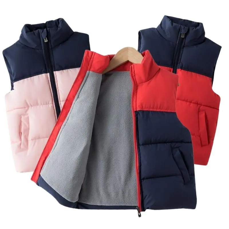 Chalecos con capucha para niños y niñas, Chaqueta de algodón para niños, ropa de abrigo para bebés, abrigos cálidos sin mangas, ropa de otoño e invierno