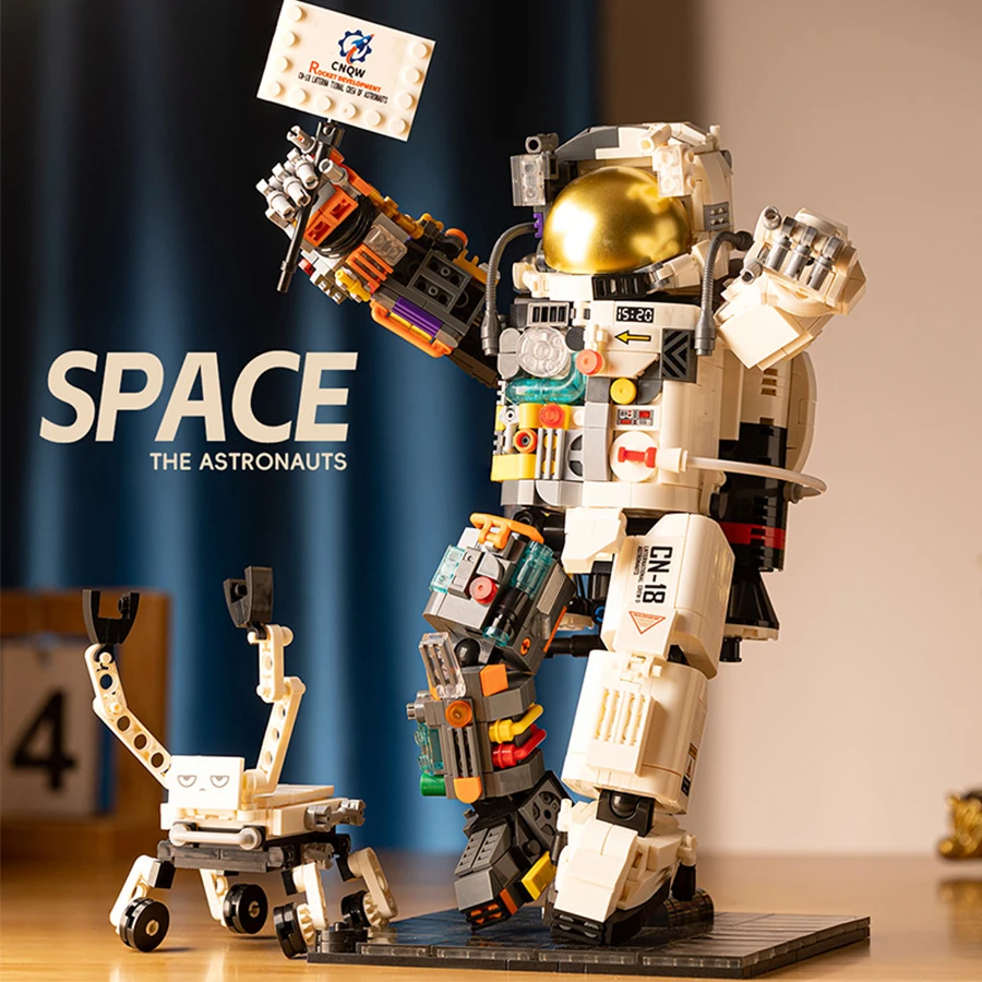 

1000 pieces of astronaut building blocks, astronaut mechanical dog model. Collect gifts. Birthday/Halloween/Festival gifts.