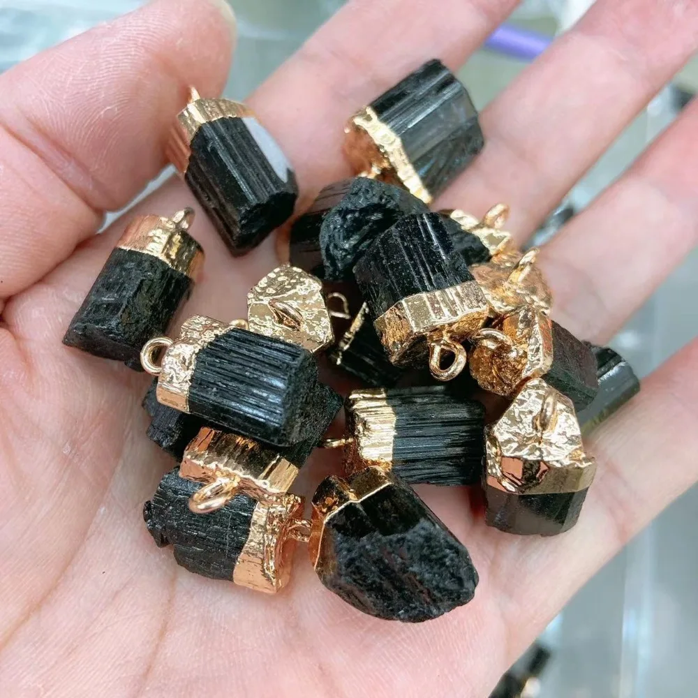 

Natural Black Tourmaline Stone Irregular Pillar Energy Gemstone Specimen Rough Original DIY Hanging Accessories Ornament