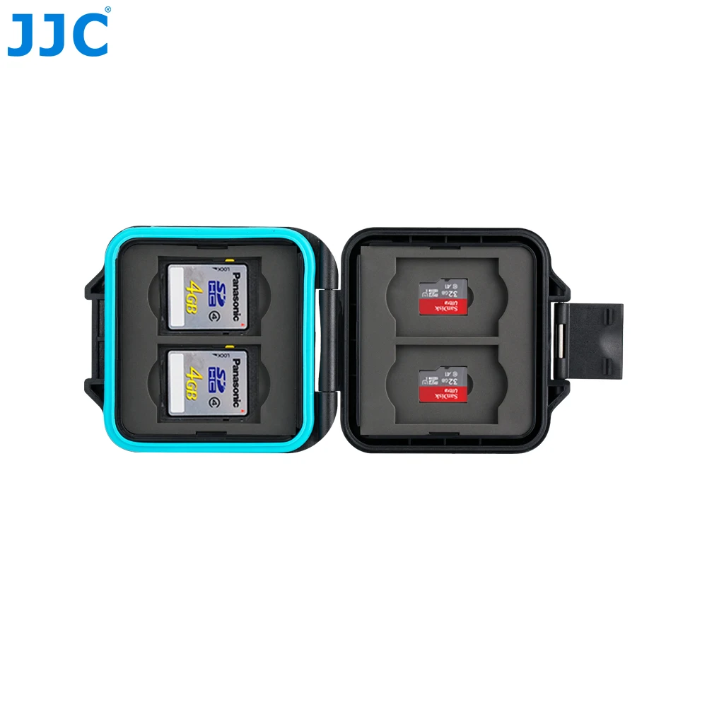 JJC SD Card Case Micro SD Card Holder with Card Removal Tool Hard Shell Waterproof Storage Box for 4 SD & 4 Micro SD/TF Cards