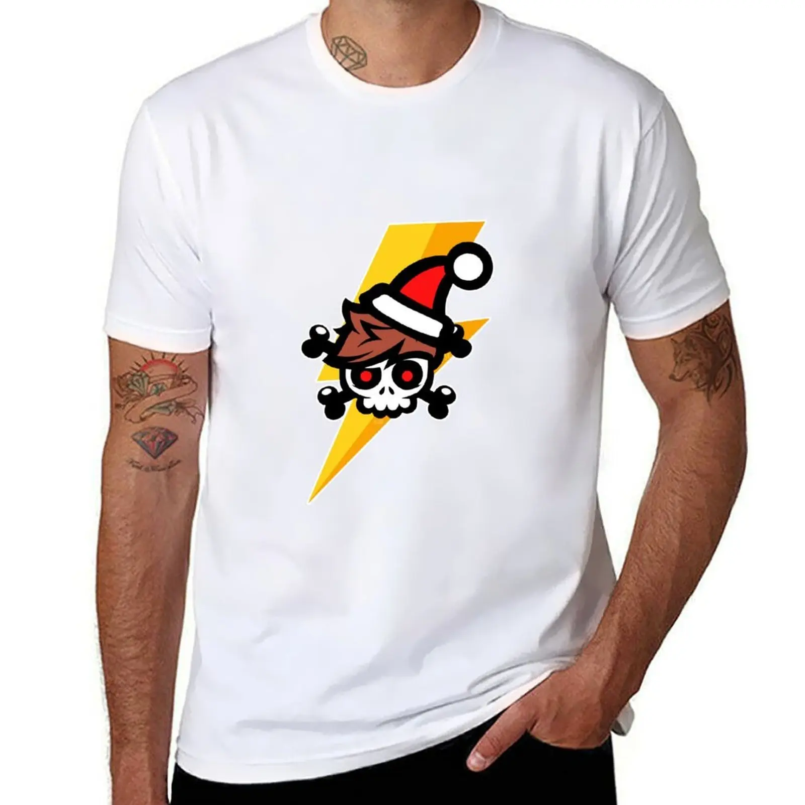 

Crainer Santa Skull and lightning T-Shirt t shirts designer man tshirt T-Shirt