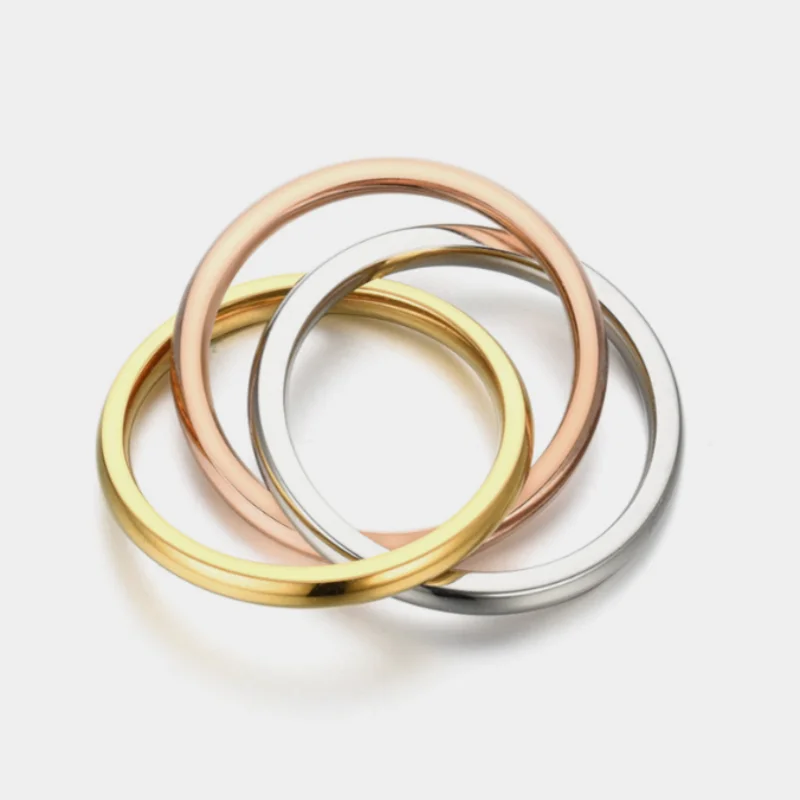 

Classical Triple Ring Interlocked Rings Wedding Jewelry Accessories Fashion Three In One Sets Stainless Steel Rings Women Gift