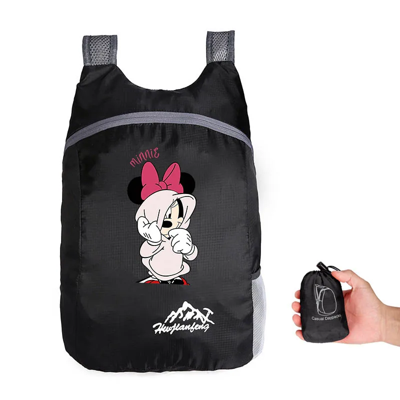 Disney Mickey Mouse tas Hiking, tas ransel portabel anti air dapat dilipat ultra ringan untuk perjalanan Wanita Pria