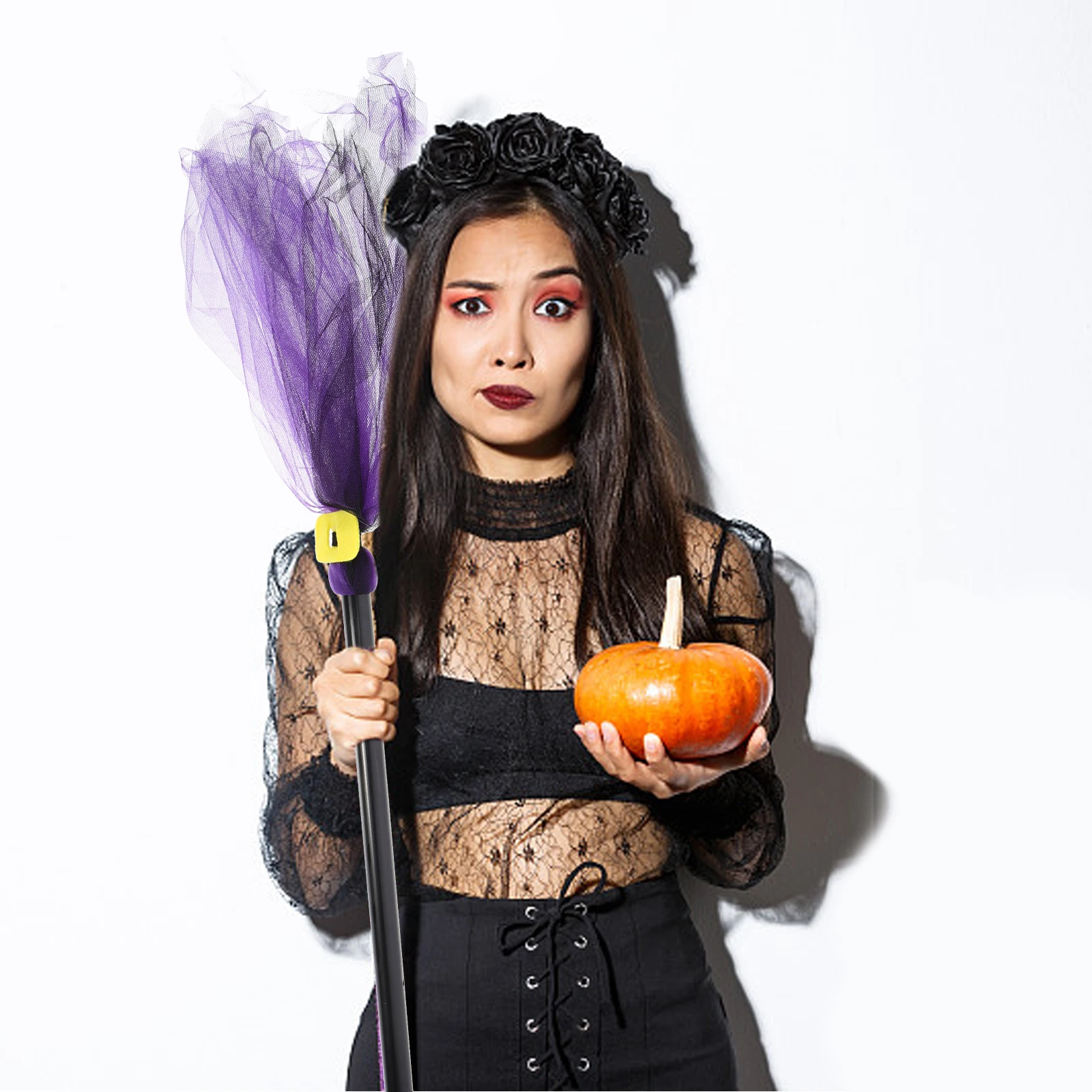 

Broom Props Plastic Witch Broom Decor Halloween Party Supplies Cosplay Accessories Kids Gifts Stage Backgrounds DIY