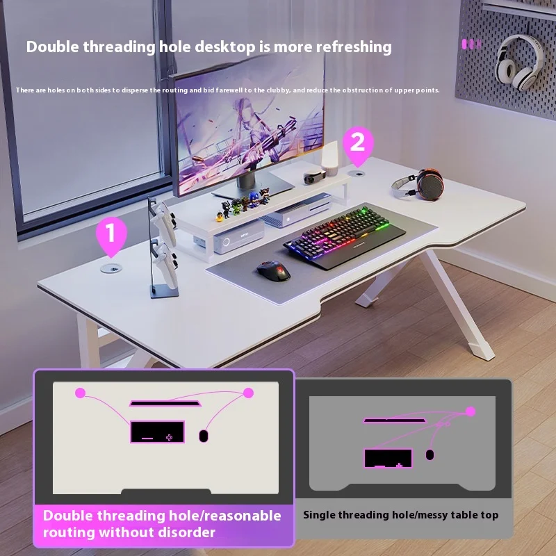 Modern White Computer Desk for Home & Office Live E-Sports Table Workbench Simple Student Study Desk
