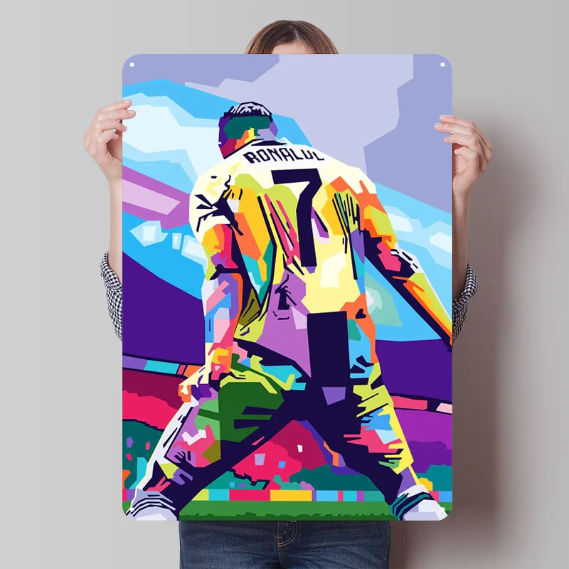 Cristiano Ronaldo Celebration Wpap Pop Art Metal Signs Sport Poster Interior Decoration Room Vintage Metal Plate Retro Wall Home