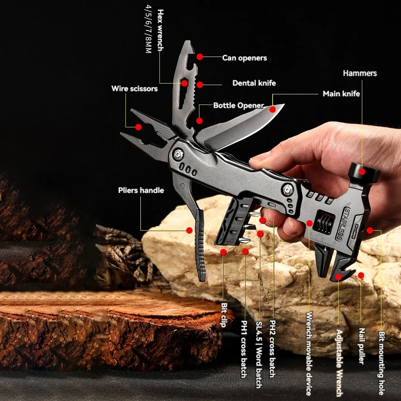 Wrench Hammer Combination Universal Folding Pliers EDC Tool Wrench Universal Folding Pliers Multi Functional Hand Tools