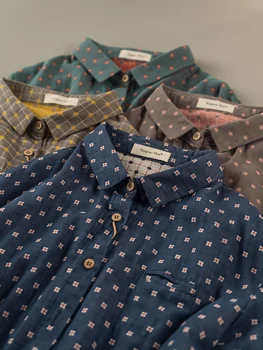 Grande taille hauts Double couches fil de coton à pois chemise Blouse à manches longues hauts femmes automne vêtements esthétiques femme