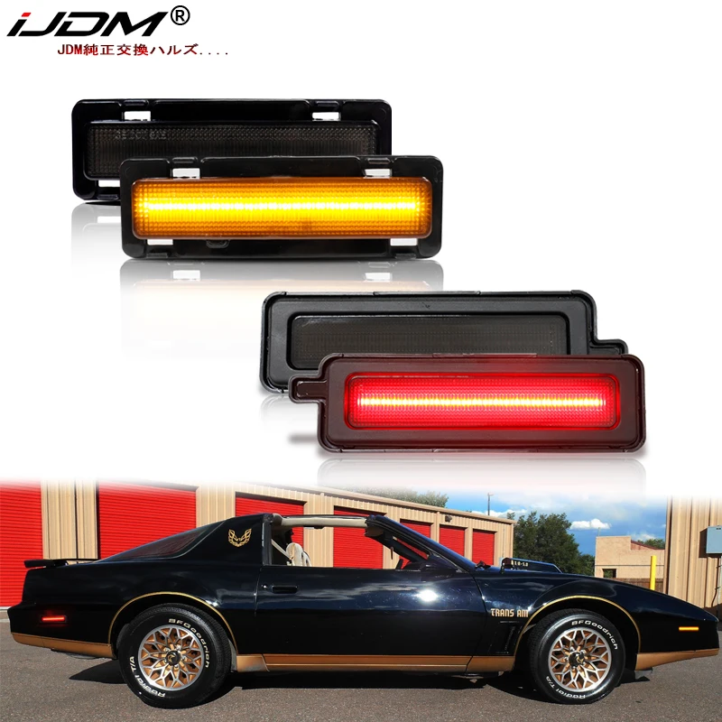 2szt Dla 1982-1992 Pontiac Firebird Pełne boczne światło obrysowe LED Przednie tylne bursztynowe czerwone automatyczne światło kierunkowskazu Światło postojowe 12V T10