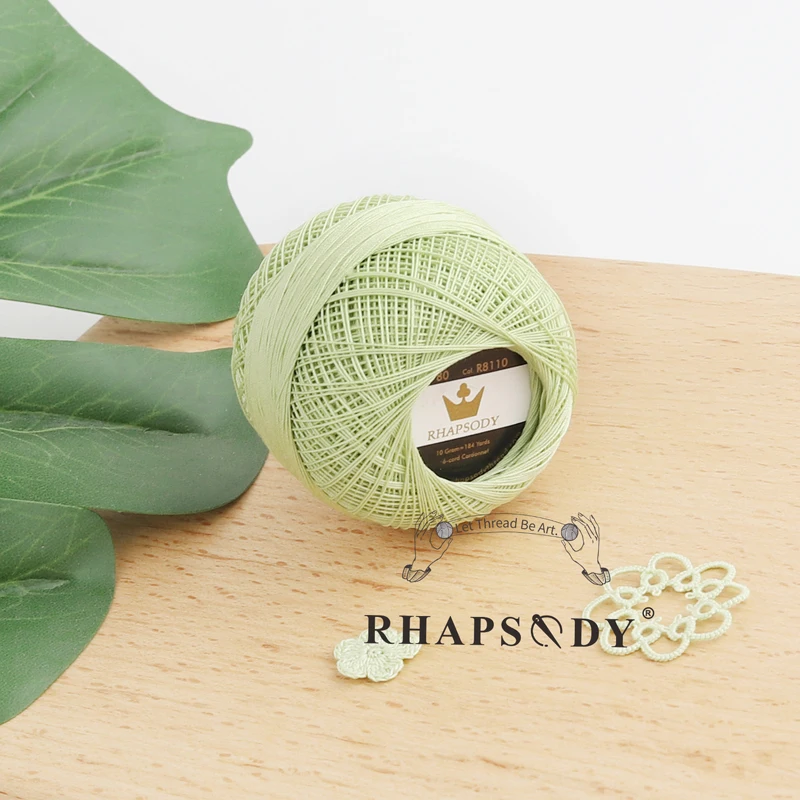 Rhapsody Premium Quality Size 80 Egyptian Cotton Crochet Tatting, Knitting Thread Lace 10G/PC 184 Yards Spring Macaron 22 Colors