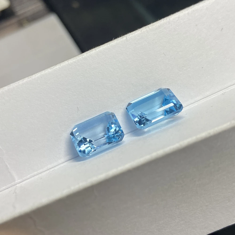 Emerald Cut 10*8mm 4.1 Carats Topaz Stone AAA High Quality Loose Natural Sky Blue Gemstones 5