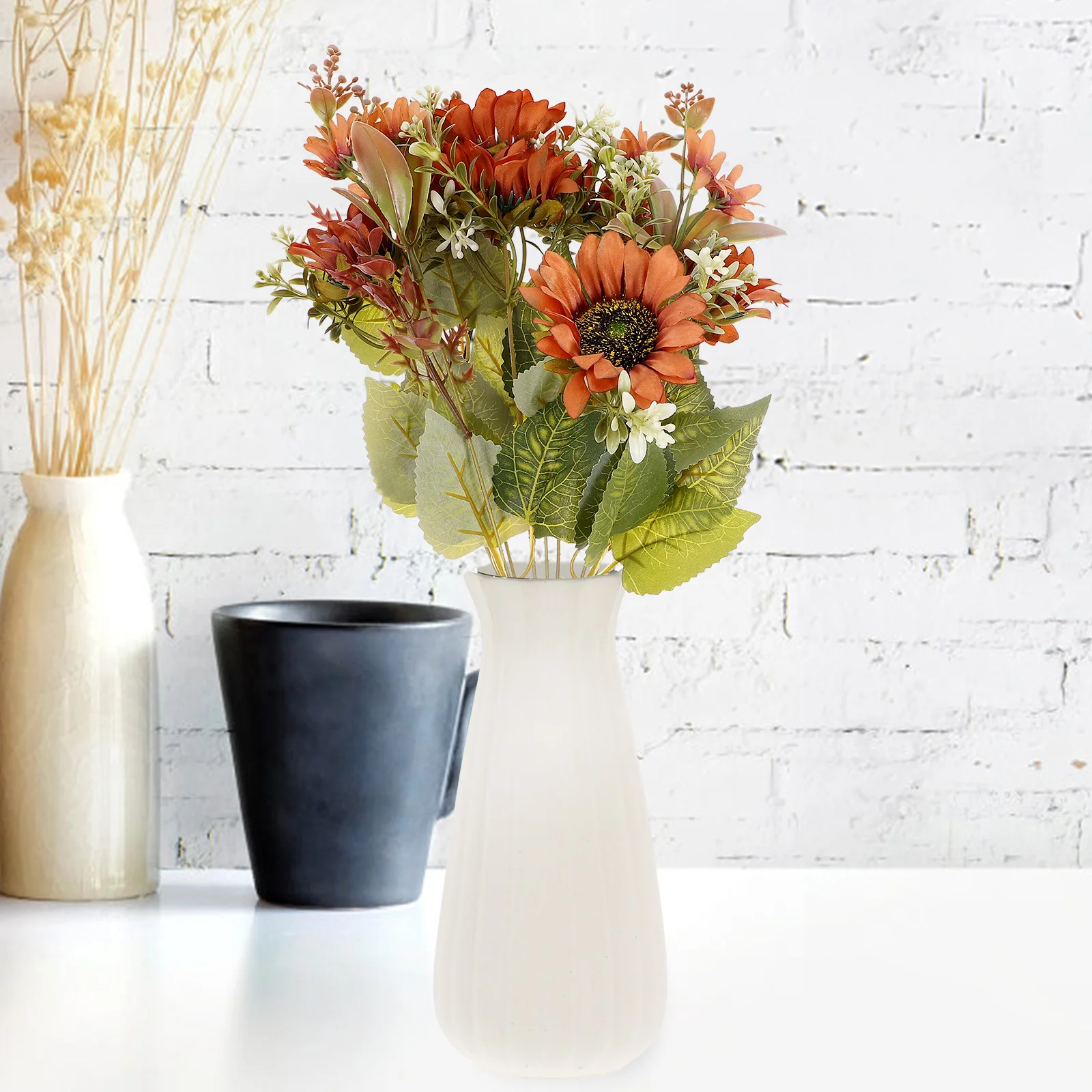 

Charming Deep Coffee Faux Floral Bouquet Fake Flower Home Decor Arrangement Wedding Centerpieces