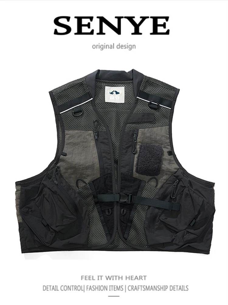 Outdoor Tactical Camping Pocket Fishing Vest Multifunctional Pocket Fly Fishing Jacket Casual Fashionable Unisex Fishing Gear