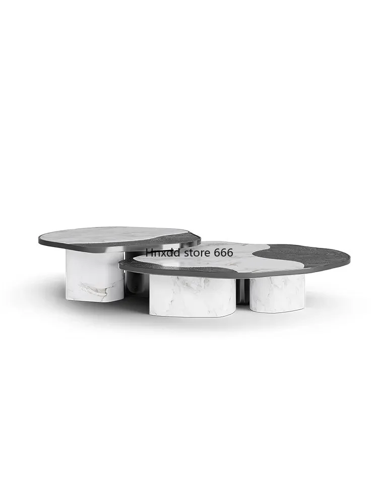 Light luxury high-end living room coffee table household high-end villa marble special-shaped coffee table