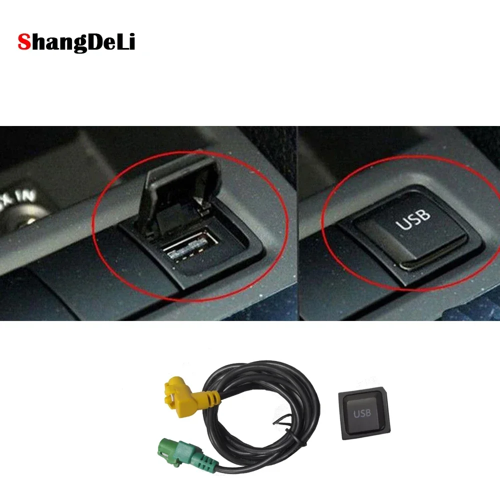 Commutateur de Prise USB Bouton Aux Interrupteur d'Adaptateur de Câble pour VW Golf 6 MK6 Passat B6 B7 For Jetta 5 MK5 CC RCD510 RNS315