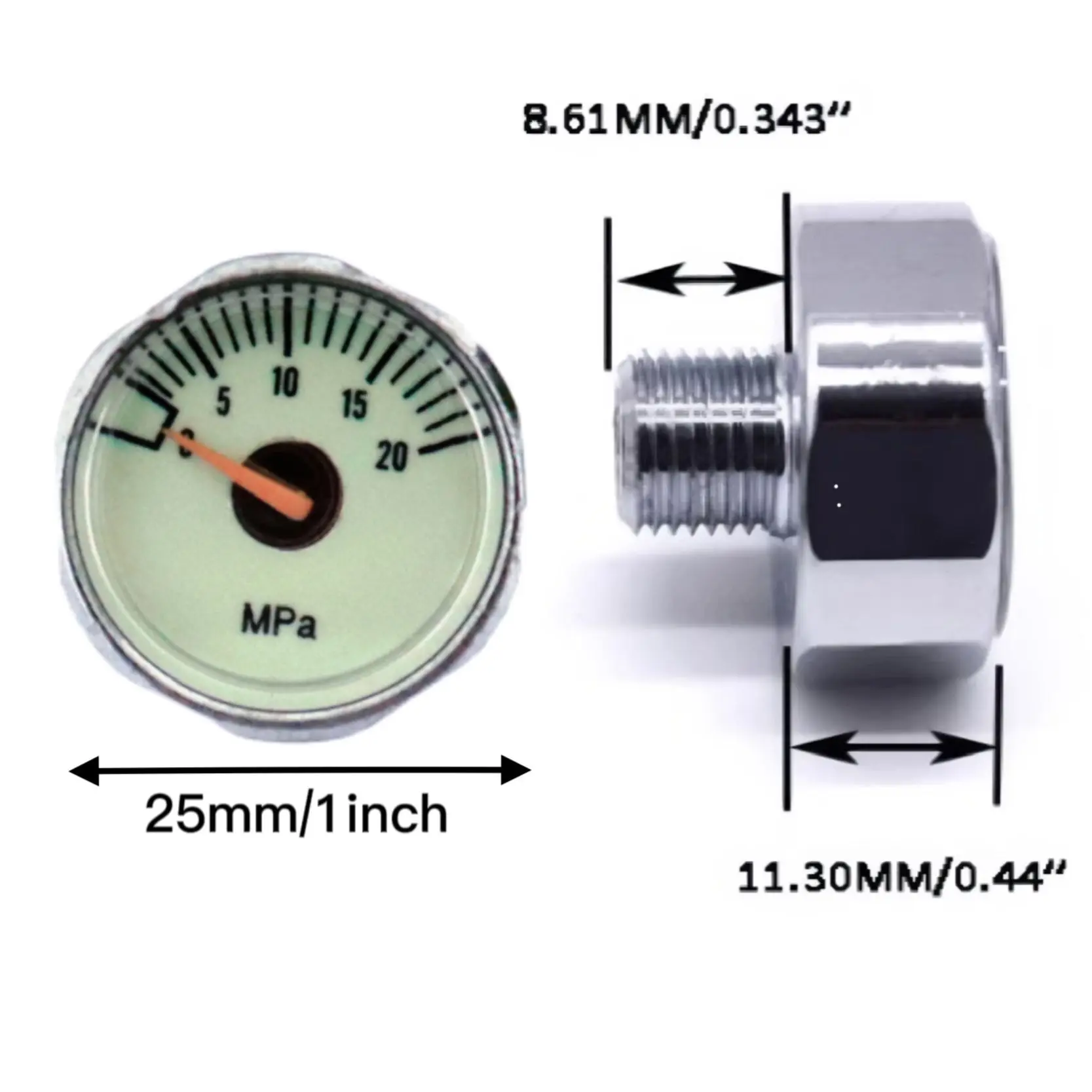 25mm High Pressure Gauge Mini Manometre 5mpa/20mpa/40mpa/300bar/400bar/5000psi/6000psi