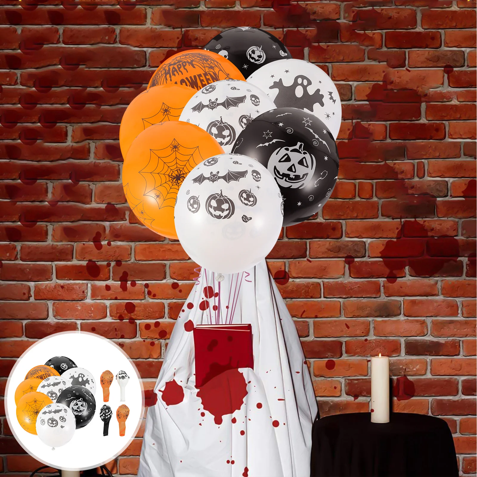 

100Pcs Halloween Balloons Colorful Pumpkin Design Latex Party Decor Festival Balloons Decorative Supplies Halloween Supplies