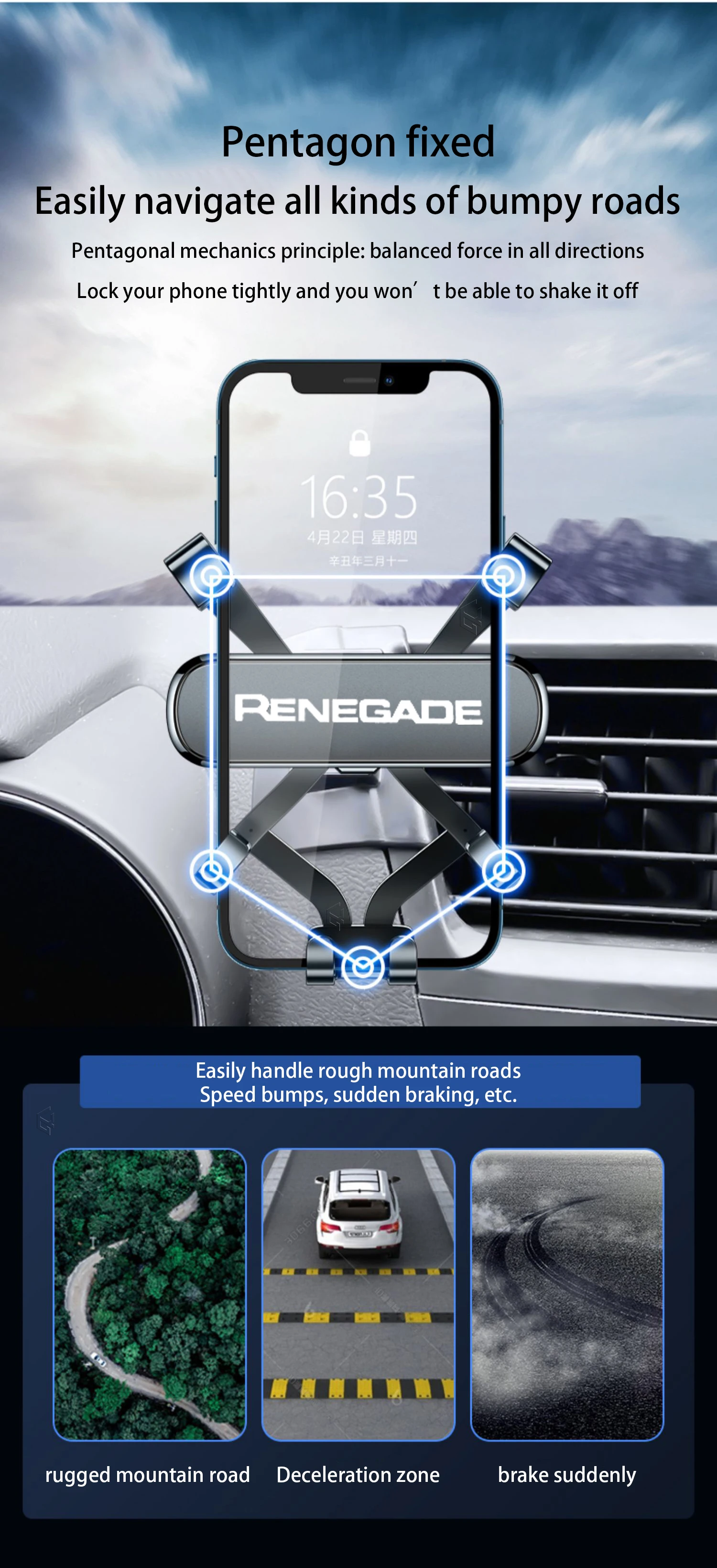 Auto Handy Halter Für JEEP Renegade 2016-2021 Einstellbare Spezielle Handy Halter GPS Basis Halterung Ständer Zubehör – Detail 6