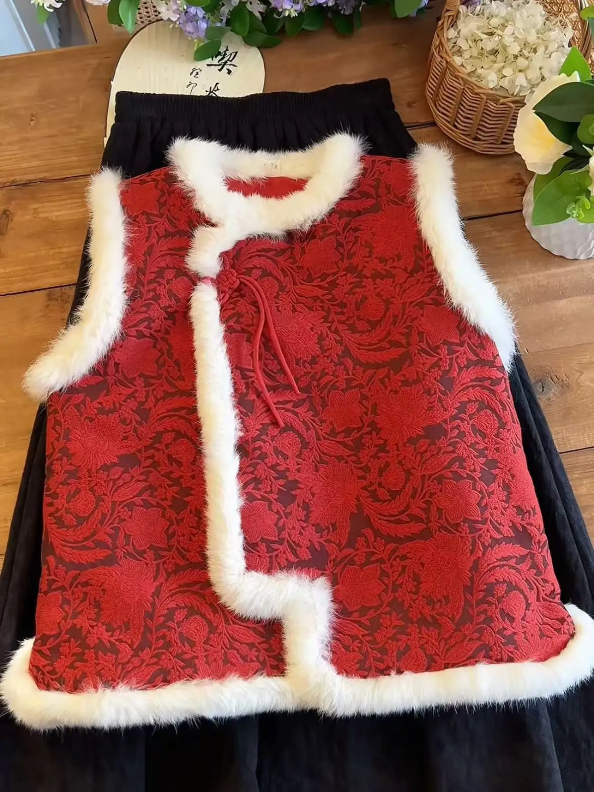 Gilet en coton Patchwork chinois rouge, vêtements d'extérieur pour femmes, manteau à revers incliné, Design traditionnel culturel tendance