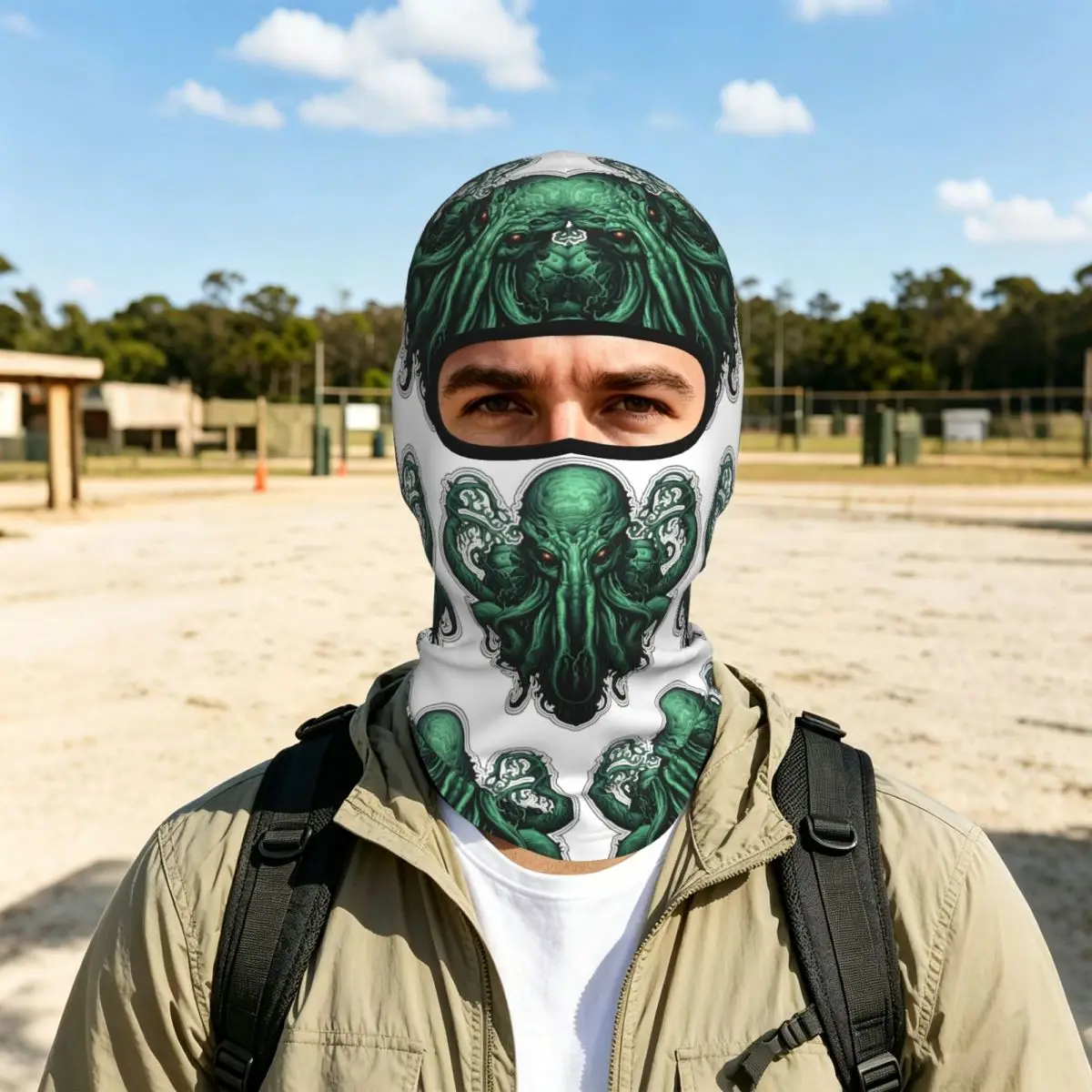 Cool H.P. Lovecraft The Call Of Cthulhu Breathable Thin Balaclava Full Face Mask Sun Protection Neck Gaiter For Motorcycle