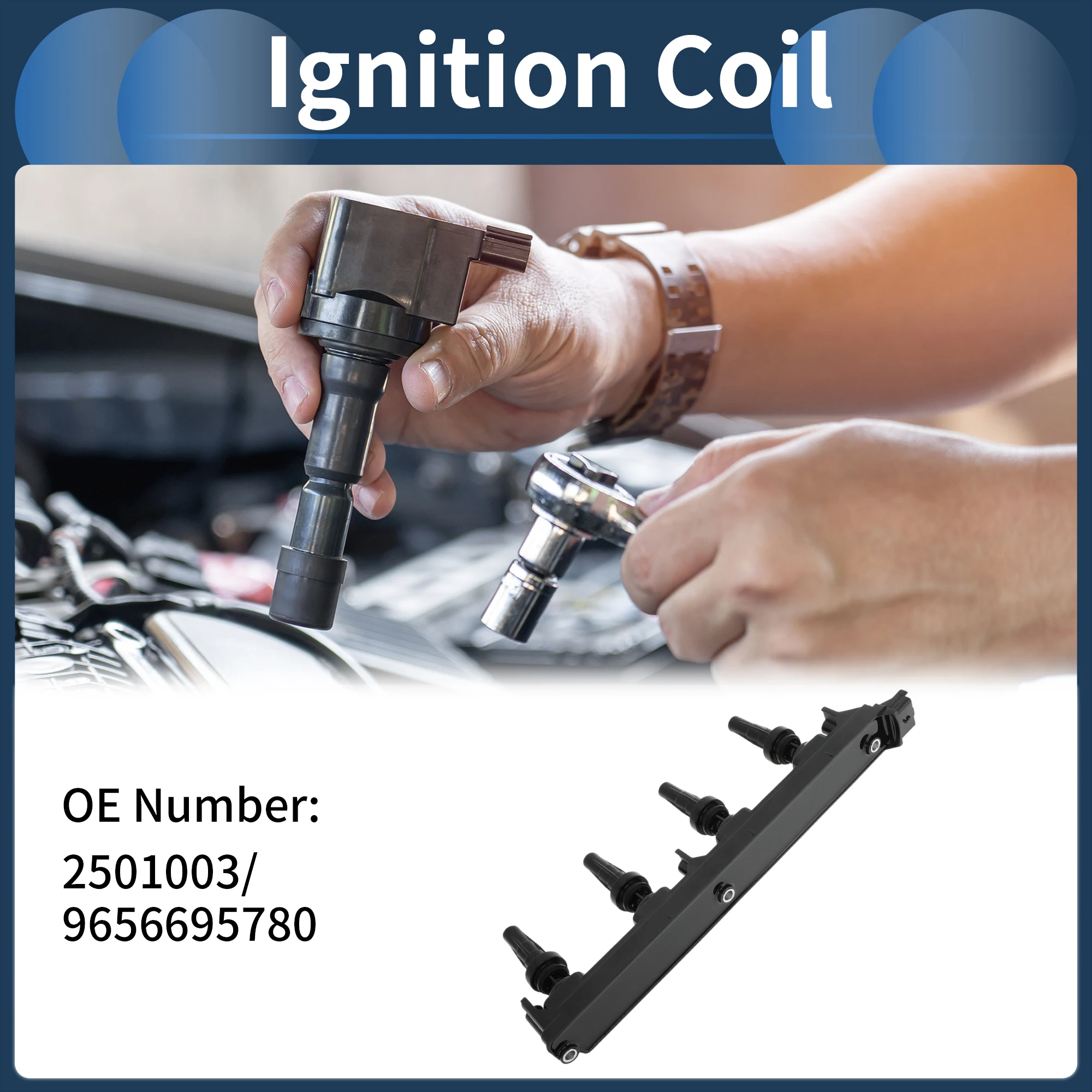 

UXCELL Ignition Coil Ignition Coil Pack No.2501003/9656695780 for Peugeot 307 2005-2009