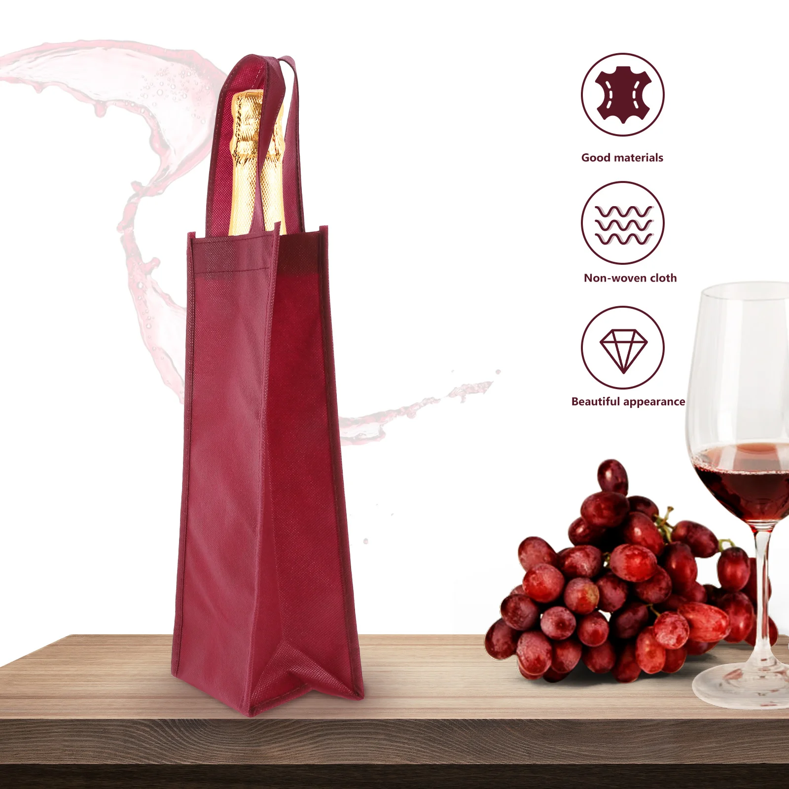 

10pcs Gift Bags Non-Woven Cloth Single Bottle Bags Portable Sturdy Lightweight Storage Bag For Wine Bottle Gift With Handles