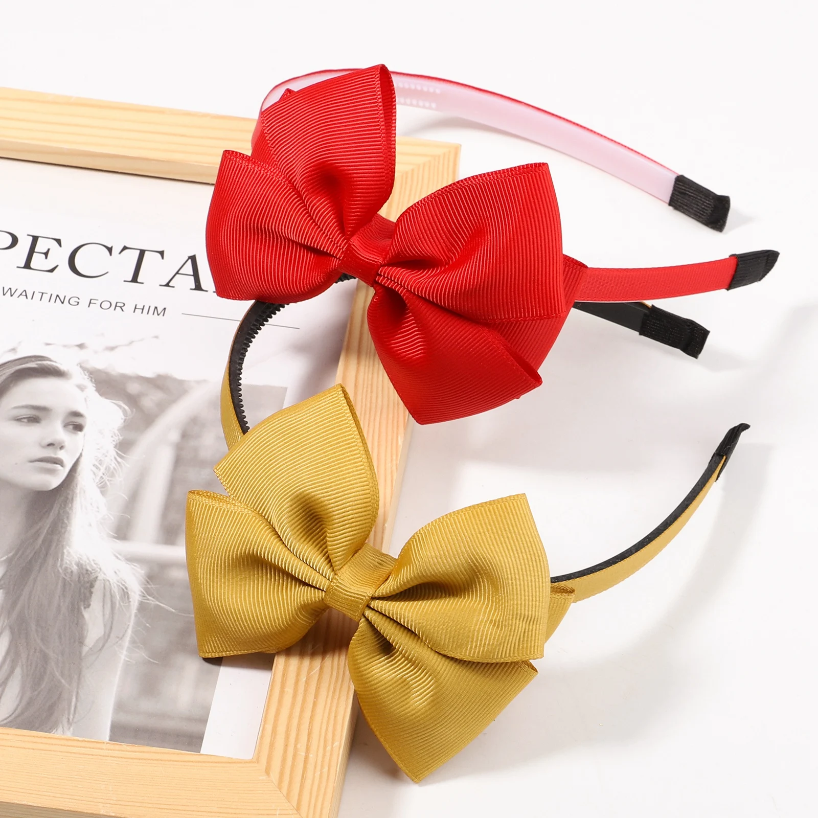 1 Piece Kids Bows Hair Band for Girls Children Ribbon Handmade Non-Slip Bowknot Hairbands Headband Headwear Hair Accessories