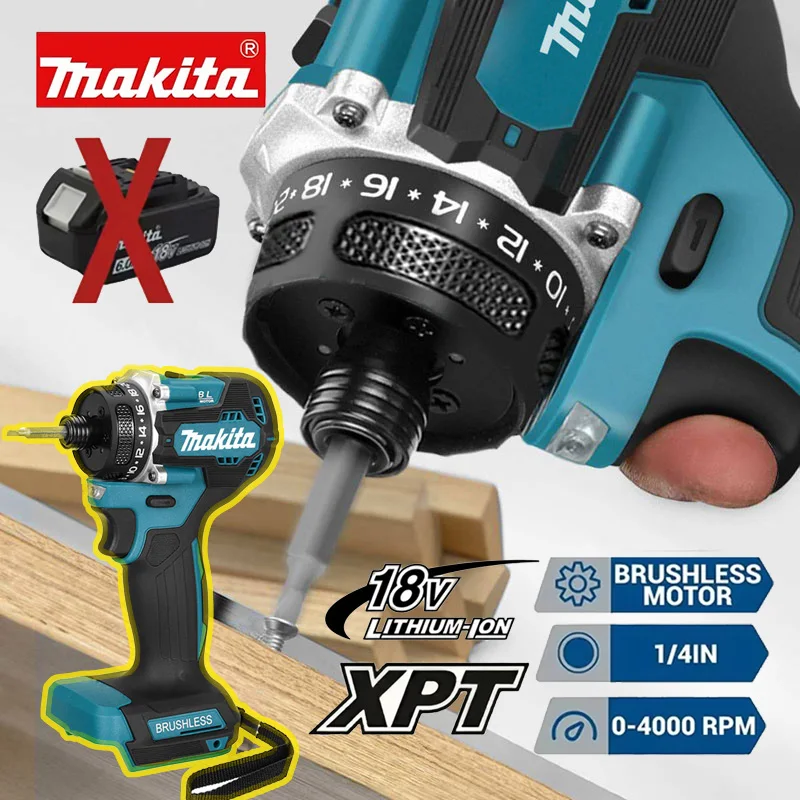 Makita – tournevis électrique sans balais, 4000 tr/min, 3800IPM, 180Nm, perceuse électrique pour carrelage, métal, bois, machine nue pour batterie 18V