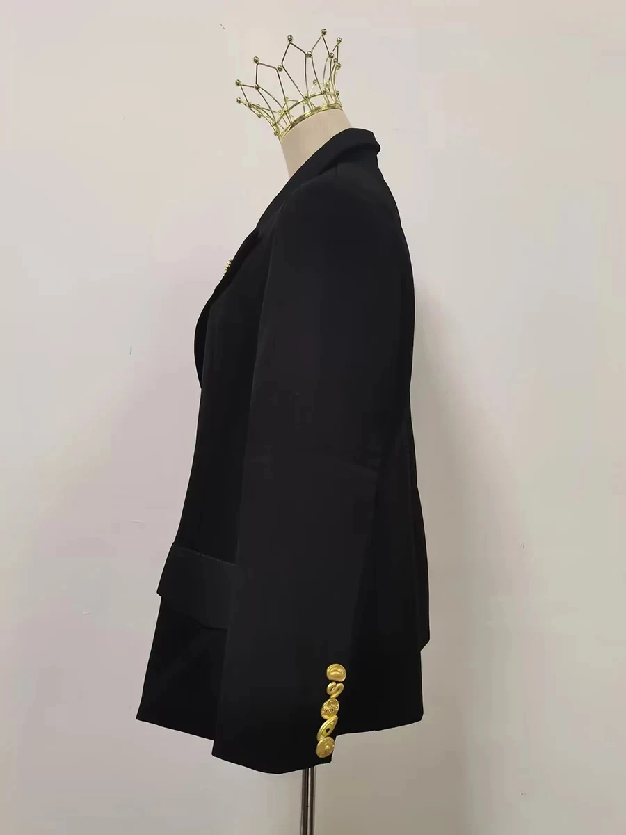 TWOTWINSTYLE سترات فاخرة فضفاضة متينة للنساء مع طية صدر السترة وأكمام طويلة وزر مقسم للخريف سترات نسائية جديدة KJA549940