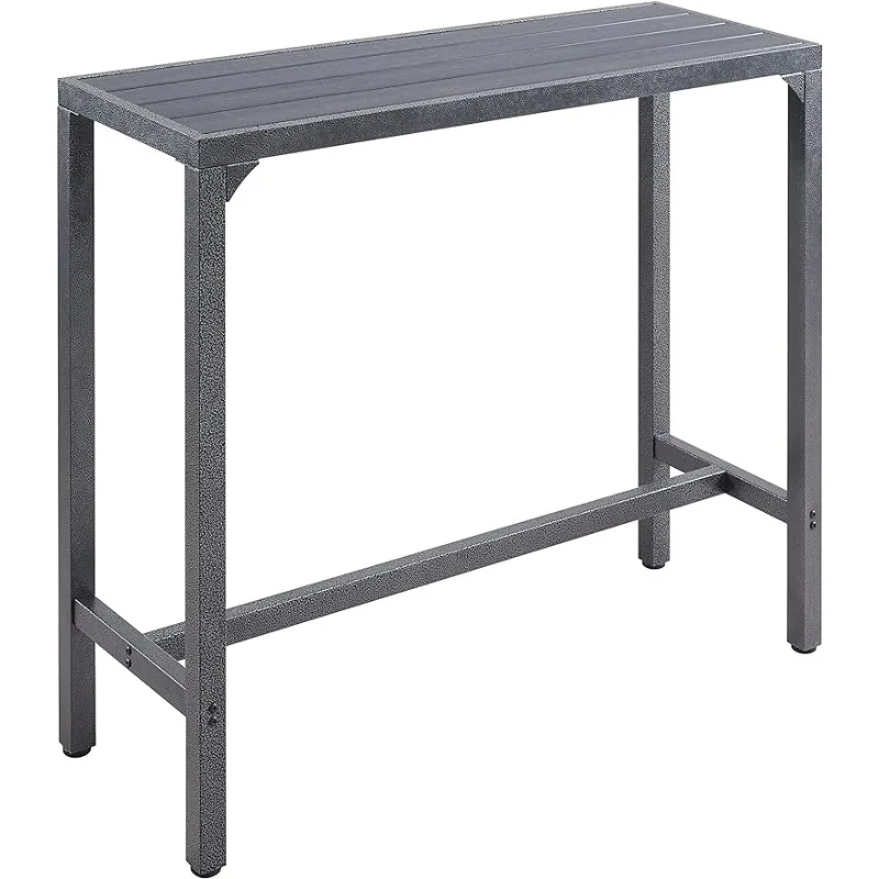 TMEE Outdoor Bar Table Patio High Pub Table 46”L Counter Height Table with Waterproof Top and Sturdy Metal Frame