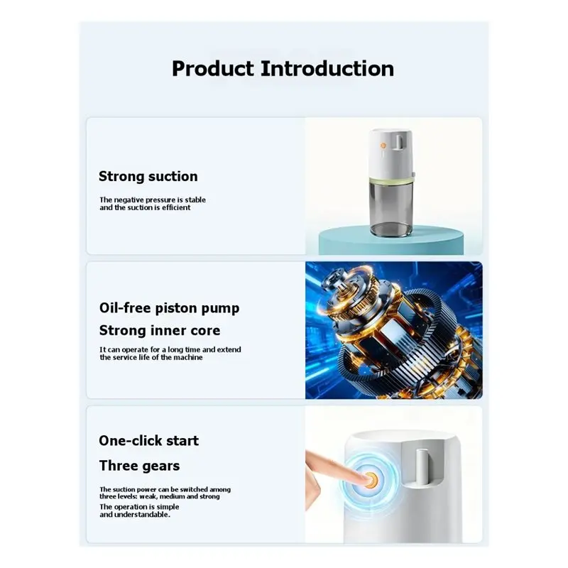 ABUD-Suction Device Handheld Electric Upgraded 300Ml 3 Levels 5 L/Min For Oral For Oral Cleaning, Residual Fluid Removal Green