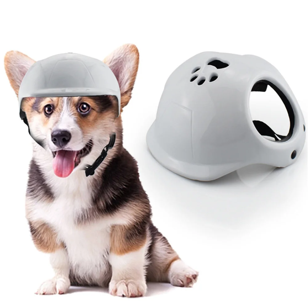 Motorcycle Helmet for Small Dogs Pet Outdoor Supplies Footprint Dog Safety Helmets with Ear Holes Puppy Cycling Accessories