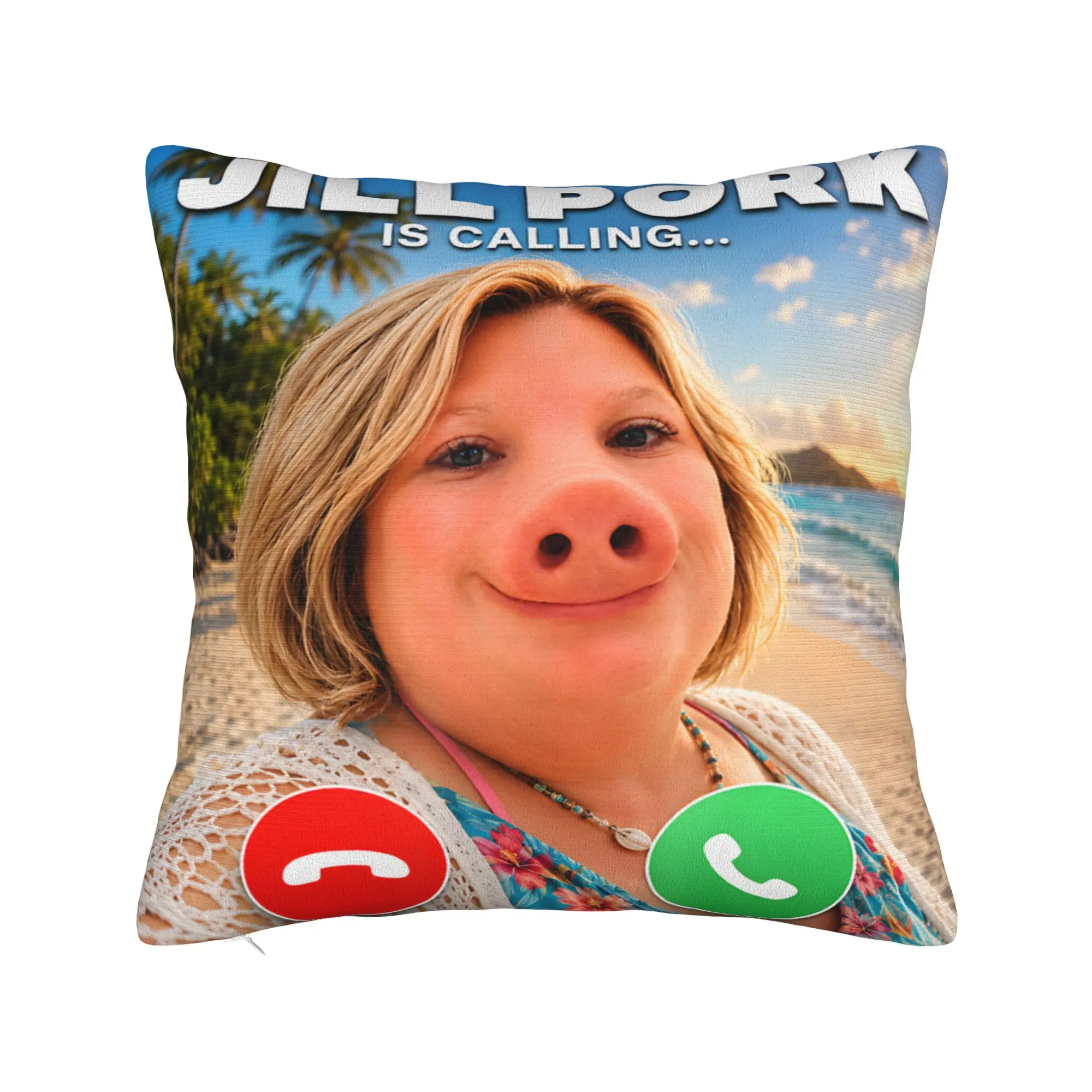 Pillow Case Jill Pork John Pork is Calling Brainrot Meme Design  Pillow Cover For Couch Sofa Bedroom Retro Trendy Pillowcases